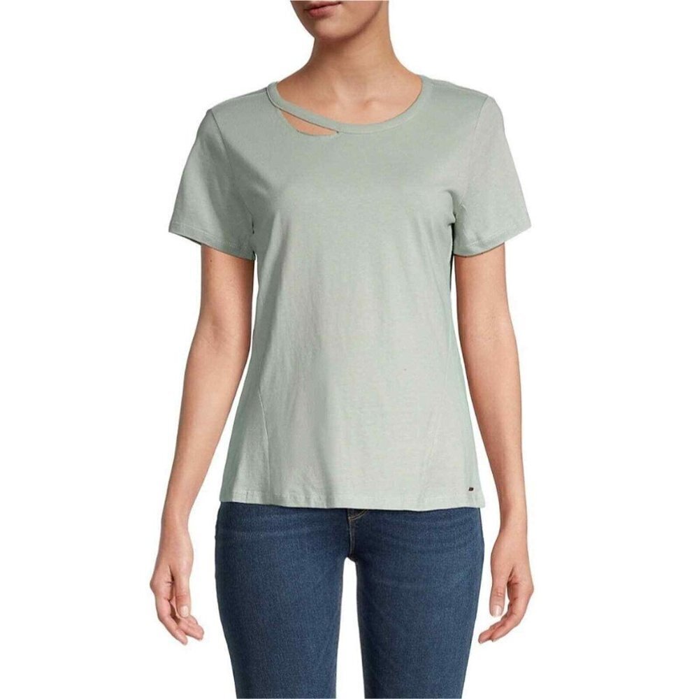 n: Philanthropy NWT Cypress Sage Green Harlow BFF Cutout Short Sleeve T-shirt
